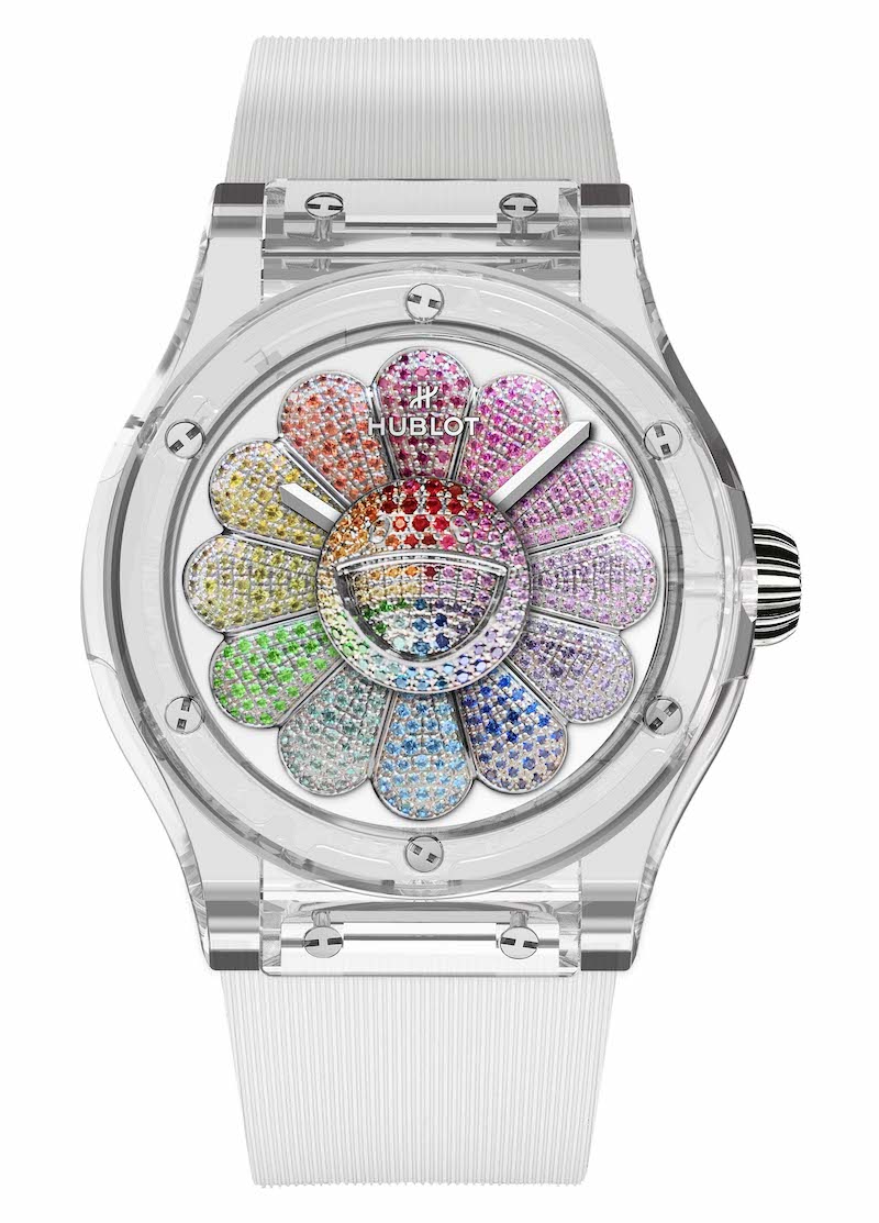 After an all-black beauty, Hublot and Takashi Murakami unveil the Classic  Fusion Takashi Murakami Sapphire Rainbow watch, a whirlwind of  transparency, color, and petals that move! - Luxurylaunches